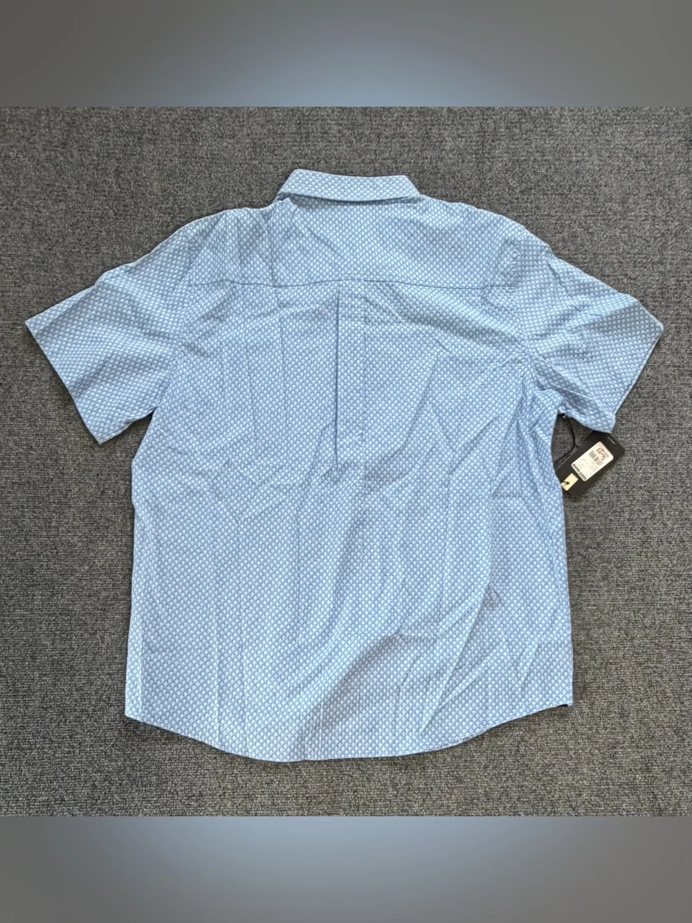 Rank 45 Mens Large Button Down Shirt Blue Geometric Print Short Sleeve NWT